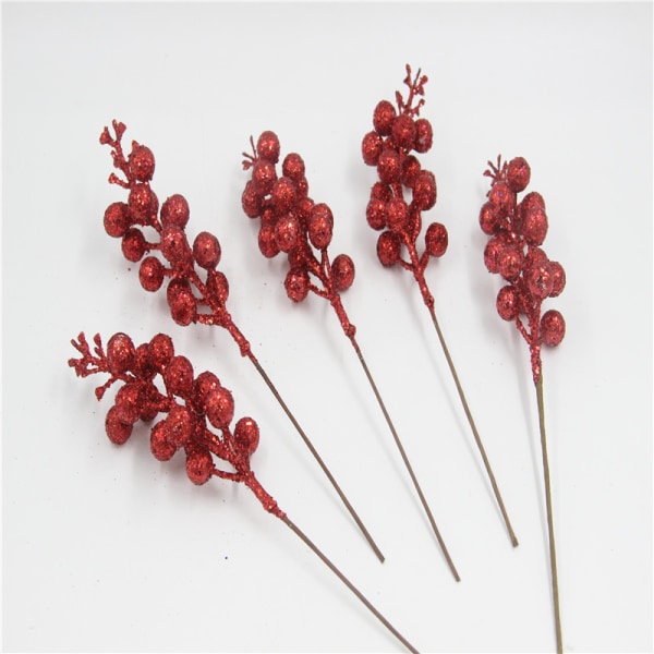 14 Pieces of Christmas Shiny Berry Stems, 23cm Christmas Tree, D