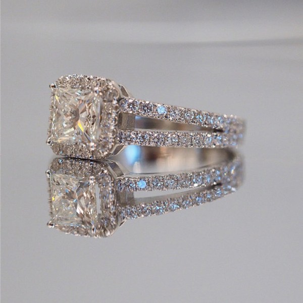 Lyx bröllopspresent Silverpläterad Ring för kvinnor Cubic Zirconia