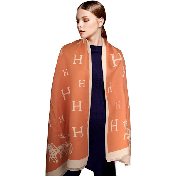 Oransje skjerf for kvinner Pashmina Silky Shawl Wrap for Evening D