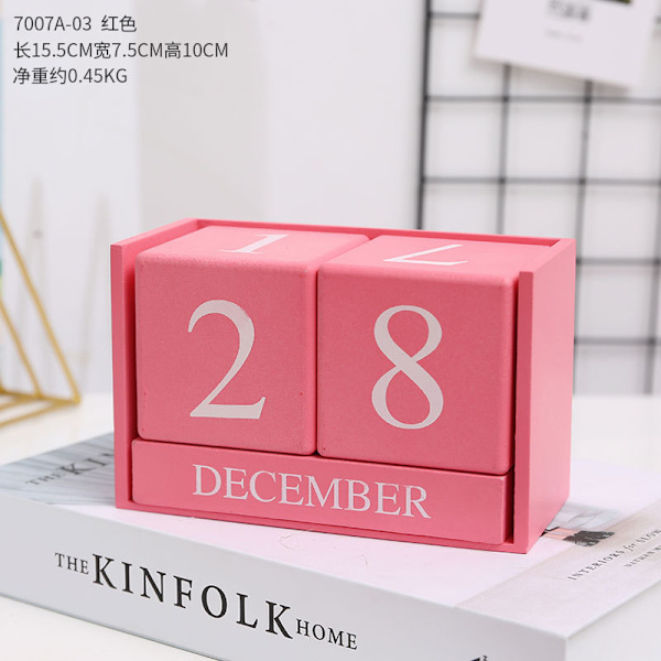 Vintage träkalender, evighetskalender i snygga block,