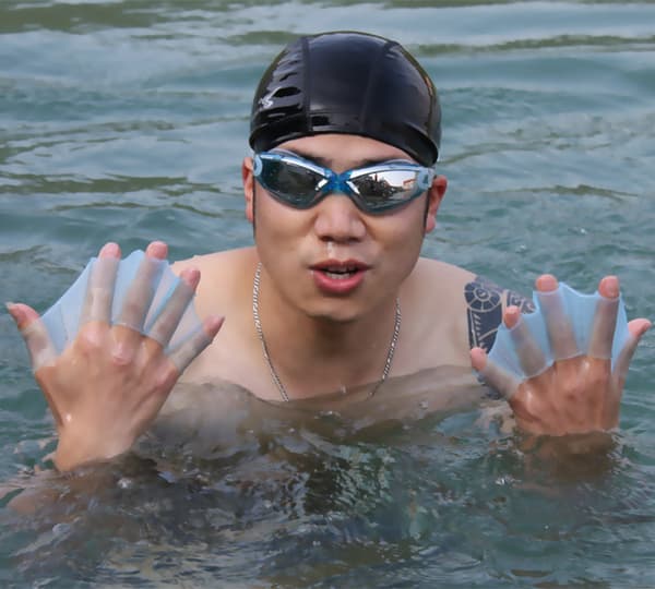Simhandske för simning, fingerlärande, pooltillbehör, fingerbärning