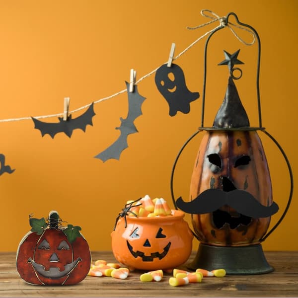 2 stk Halloween Gresskar Lykt i Tre