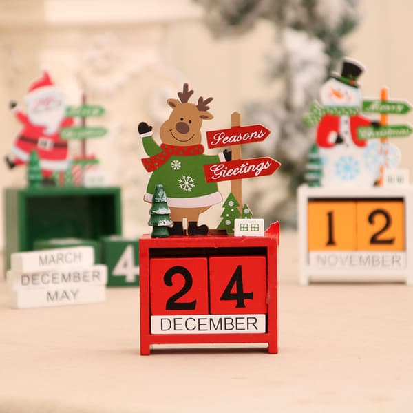3 st julkalenderdekorationer i trä, julklapp