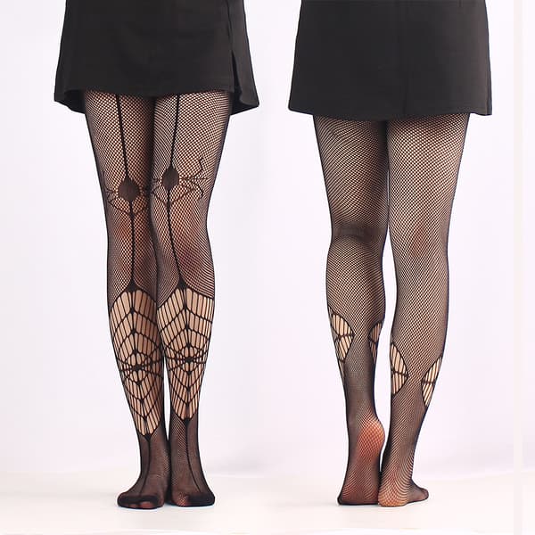 3 par Halloween Spidernet Strømper Sorte Strømpebukser Store Kranie Sokker