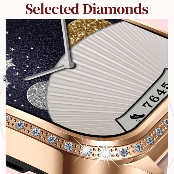 1,75\" HD Diamonds smartklokker for kvinner, svar/ring treningsmåler for Android iOS-telefoner med pulssøvnmonitor skritteller Silver
