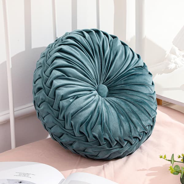 Rund sammetskudde, soffa säng sovrum dekorativ prydnadskudde för soffa heminredning (38cm)