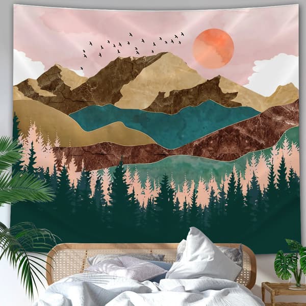 Pop Mountain -seinävaate, auringonlaskun luontoseinävaate, esteettinen