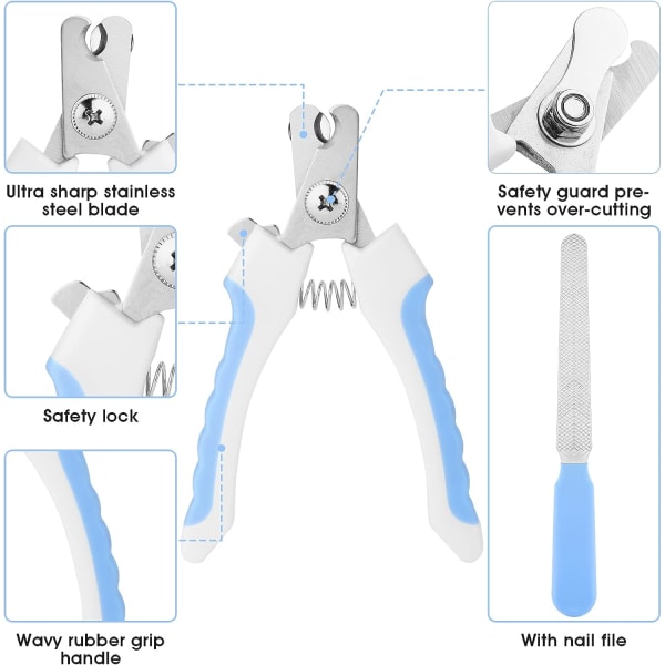 Lemmikkien kynsileikkuri, ammattimainen kynsileikkuri suojalla Blue