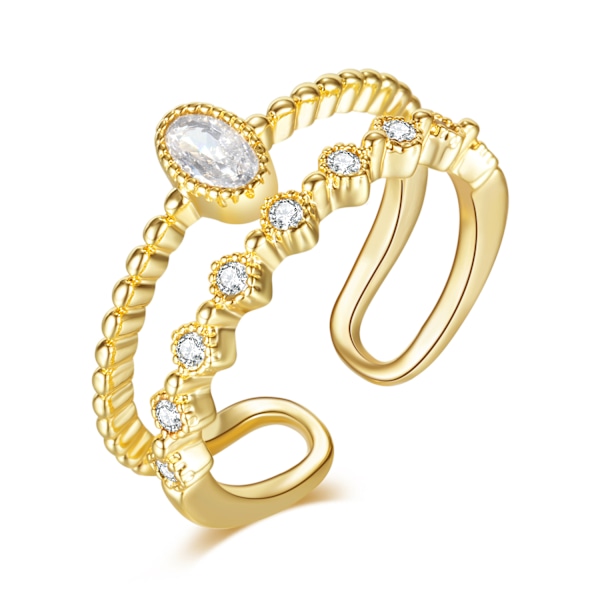 Moderigtig Ring med Kubisk Zirkonia - Justerbar Åben Ring