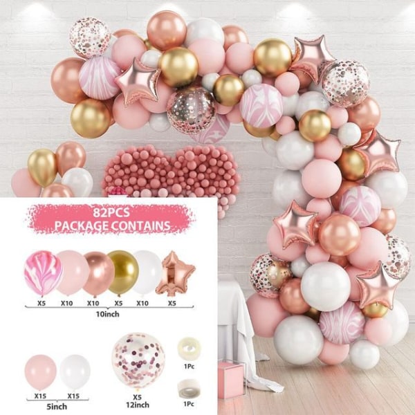 Rosa Macaron Ballong Garland Arch Kit 1:a Födelsedagsfest Dekoration