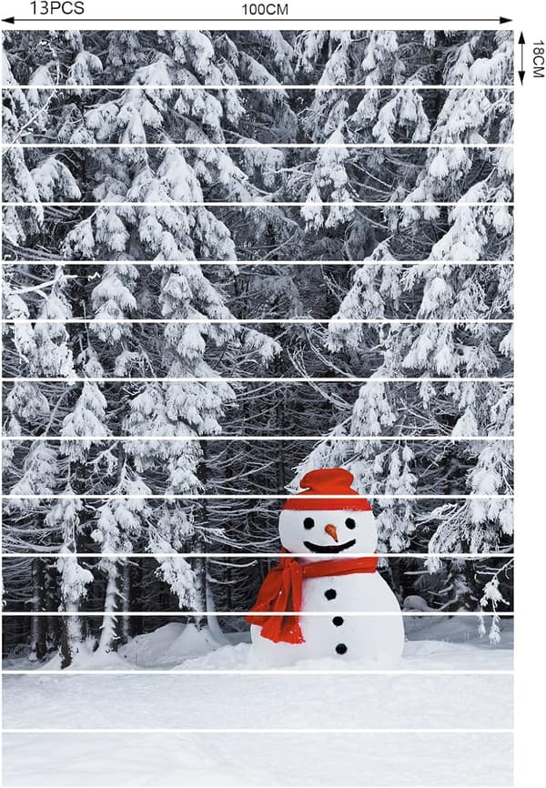 3D Vinter Snö Träd Snögubbe Trappdekaler Jul Trappdekaler