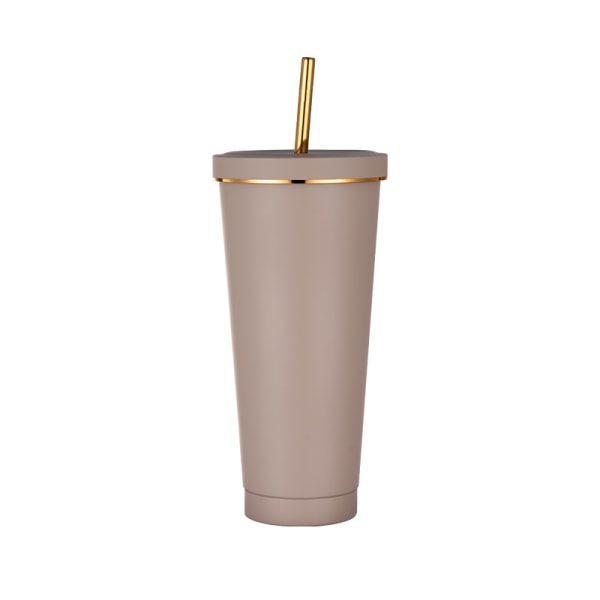 Reusable Cup with Straw Lid and Flip Lid-Curry