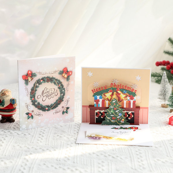 Glædelig jul pop-up-kort, 3d pop-up-lykønskningskort til jul