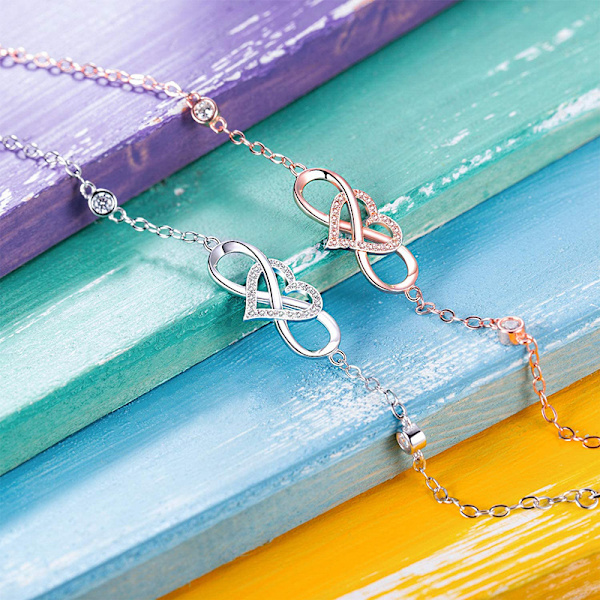 S925 Sølv Hjerteformet Diamant Zirkon Armbånd