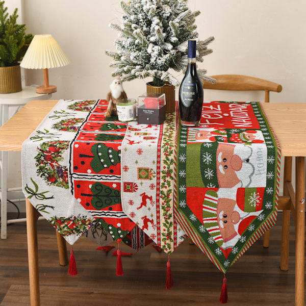 Julepynt strikket stoff duk bordflagg kreativ juleduk borddekorasjon hjemme dressing (180 * 35cm)