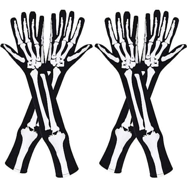 2 par med skjeletthansker Hodeskallehansker Lang arm Full Finger Hansker