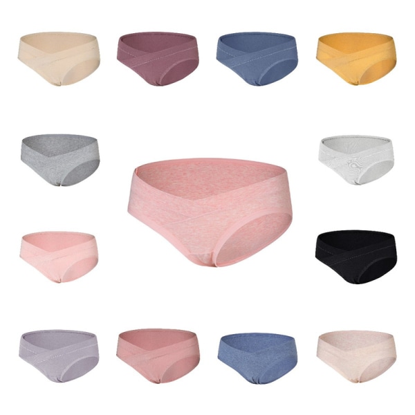 Multi-color maternity low waist V-shaped cotton panties