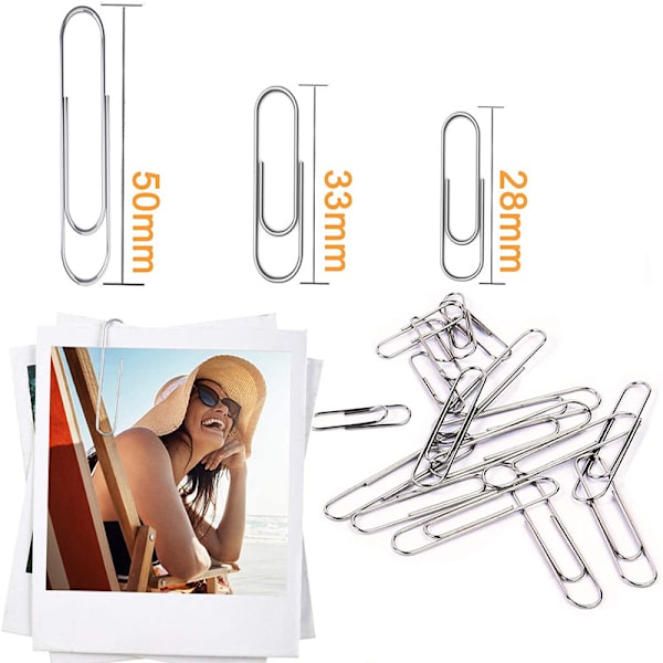 700 stk. kontorartikler multi-spec sæt metal papirclips - 3 størrelser