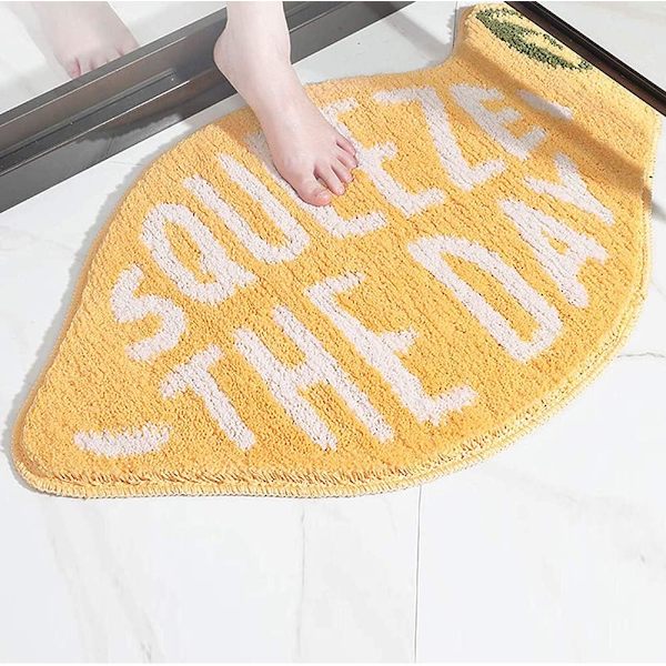 2022, Flocking Fruit Lemon Shape Bathroom Mat Cute Cartoon Bath