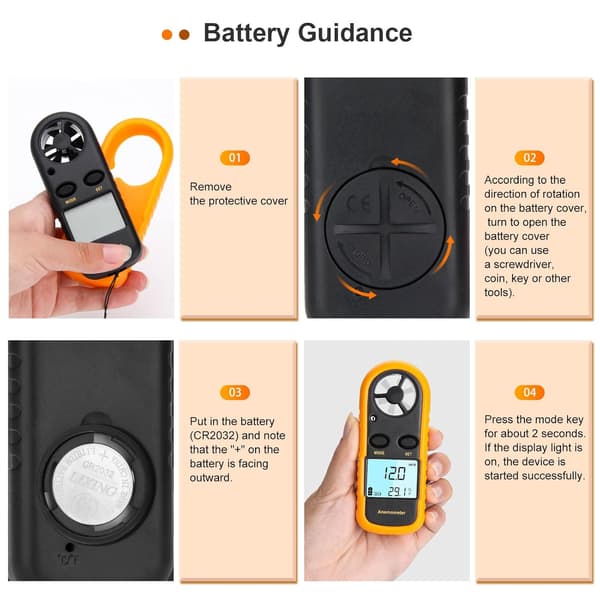 Handhållen anemometer, lätt digital vindhastighetsmätare, Win