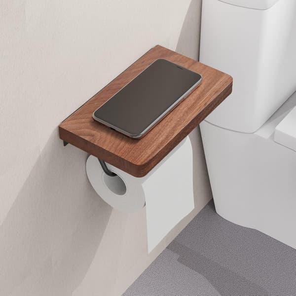 Toiletpapirholder med hylde til badeværelse, landlig stil, rust