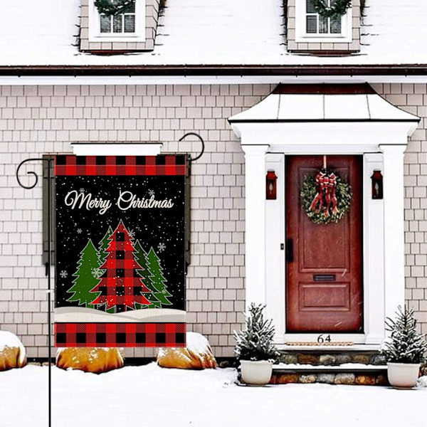 Jul Træ Have Flag 12x18 Tommer Dobbeltsidet Lille Vinter