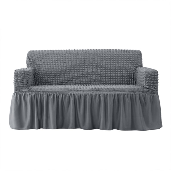 Nemt monteret sofaovertræk Universal Høj Stræk Holdbar Møbelbeskytter med Skørt (Grå), 2-4 Sæder 190-230cm