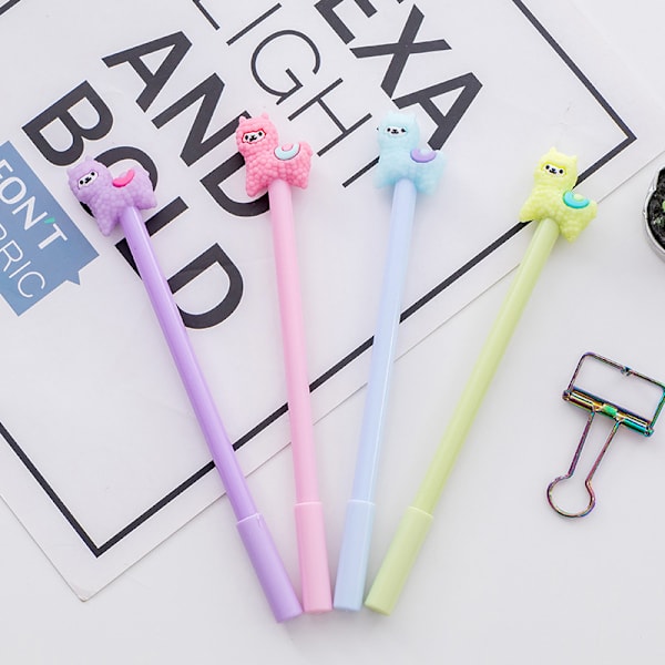 4 kreative søde alpaca dyre gel penne