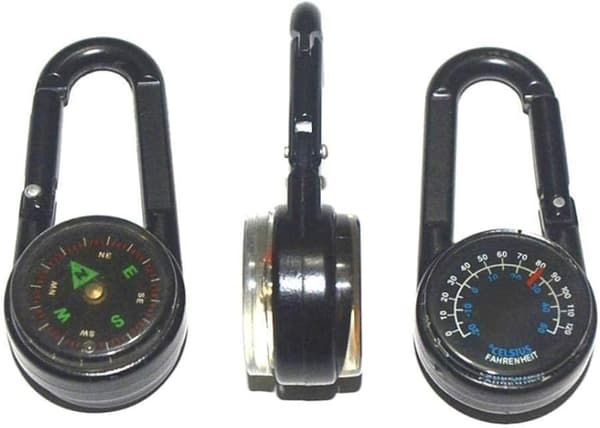 Multifunktionell minikarabin 3 i 1 kompass utomhustermometer