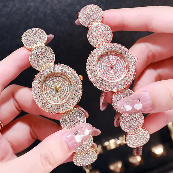 Mantianxing Dame Quartz Ur med Stållænke og Rhinestone