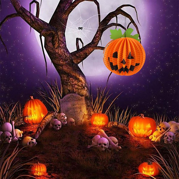 Halloween-kurpitsan riippuvat koristepaperilyhdyt Pieni kurpitsa