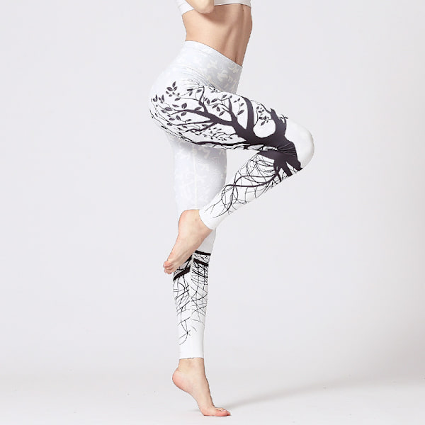 Hög midja tryckt Skinny Dance Bodybuilding byxor - HK201 XL