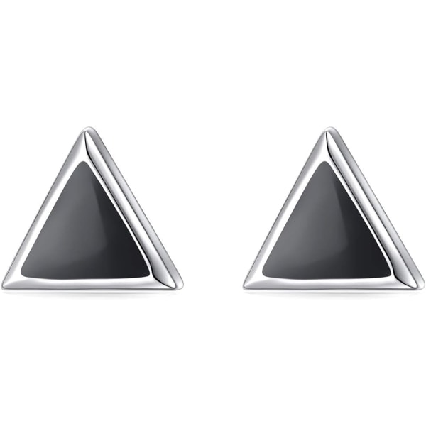 925 Sterling Silver Jewelry Simple Black Stud Earrings for Men W