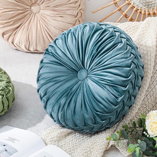 Rund sammetskudde, soffa säng sovrum dekorativ prydnadskudde för soffa heminredning (38cm)