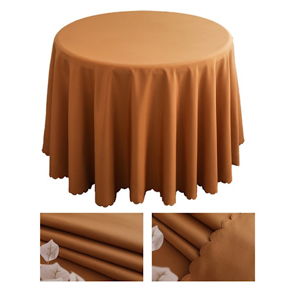 Rund polyesterduk, maskintvättbar - Thread Coffee 220cm