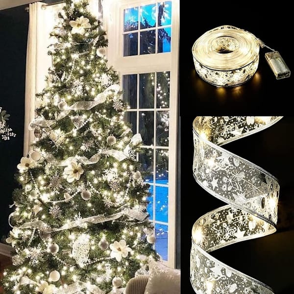（Sølv）Eventyrlys Juletrerbånd, 16ft/ 5m Batteridrift