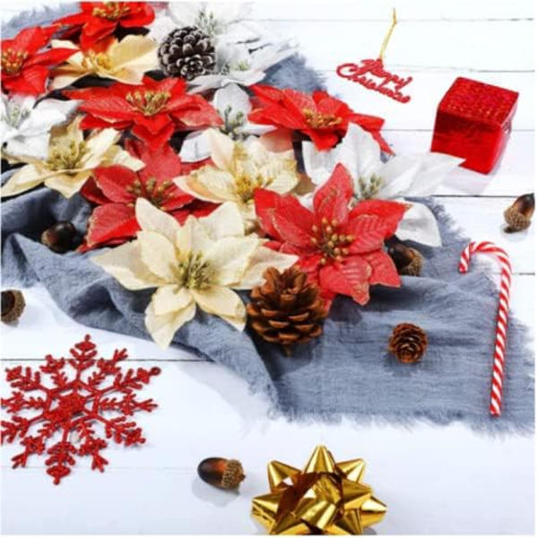 12 Pakk Gull Glitter Julestjerne Juletrepynt til Jul