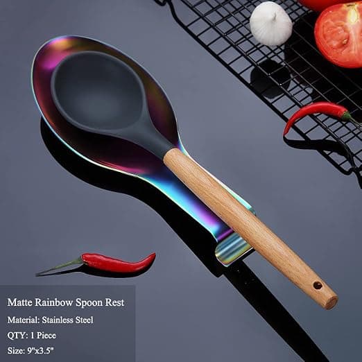 Mat Regnbue Ske Rest, (1PC-9.5 Tommer) Rustfrit Stål Ske