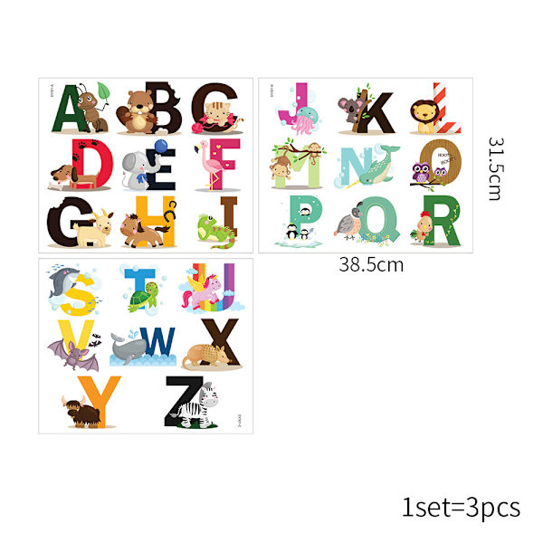Alphabet Animal Heavy Duty Badekar Stickers, Vandtætte og Holdbare