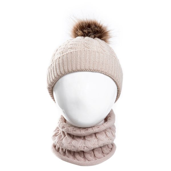 Barn Varm Stickad Mössa Set Vinter Halsduk Baby Mössa Akrylfiber Fu