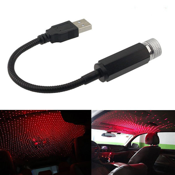 2 stk. USB-stjernelys, justerbar romantisk himmelprojektorlys