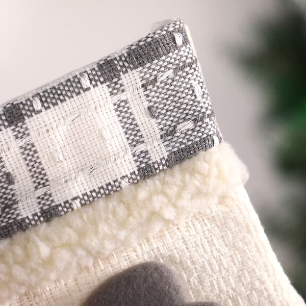 3 stk. Off White Jule Strømper Julepynt Gammel