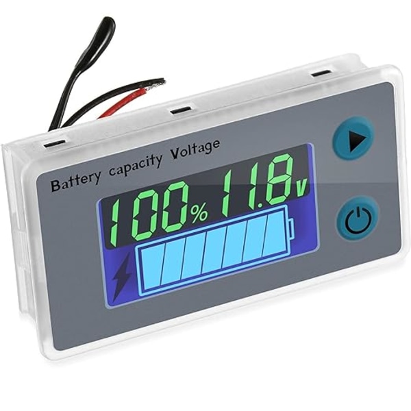 Multifunktionell 10-100V LCD-batterikapacitetsvoltmeter med temperatur