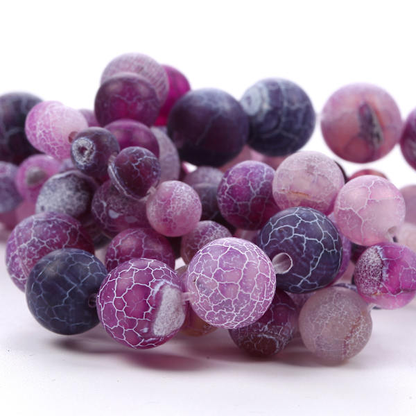 8mm Matte Agat Pärlor Set Natursten Frosted Agat Semi Preci