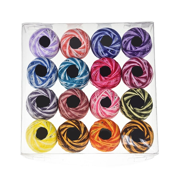 16 rullar regnbågsfärgad DIY korsstygnsbroderi