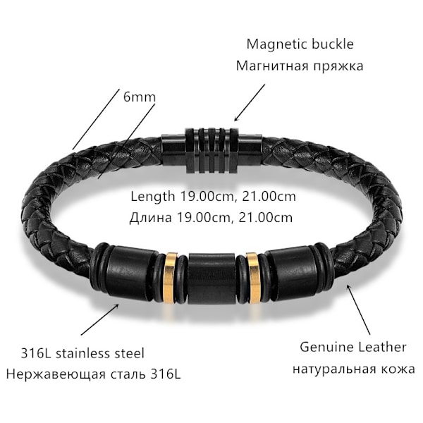 Fashion smycken läderrep armband rostfritt stål flätat läder