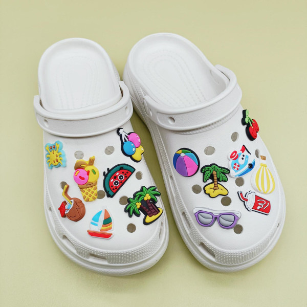 14 stk. 3D træsko sandaler ornamenter (sommer stil), sko charms, C