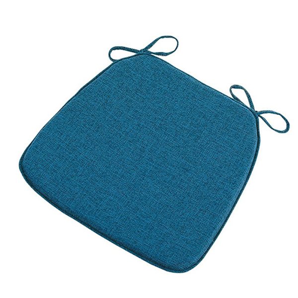 Indendørs Stolepude til Spiseborde, Blød og Behagelig Teksturerede Memory Foam Køkkenstolspuder med Bånd og Skridsikker Bagside 45*42CM - Blå