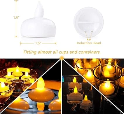 12 LED Flammeløs Flydende Stearinlys