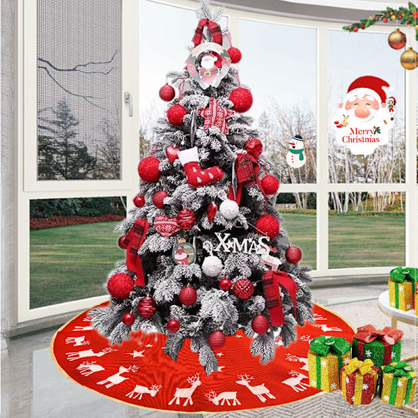 Julgransdekorationer 96CM linne älg julgrans kjol dekoration